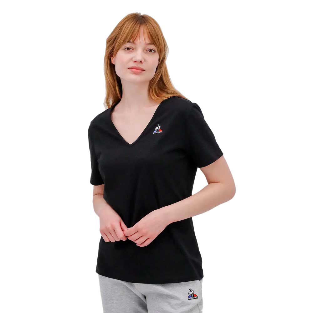 Le Coq Sportif Essential N°1 Short Sleeve V Neck Women\'s T-shirts Black | 71OFCTJAE