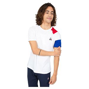 Le Coq Sportif BAT N°1 Short Sleeve Men's T-shirts White | 06SMBHUWO