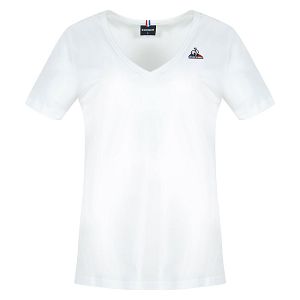 Le Coq Sportif ESS N°1 Short Sleeve V Neck Women's T-shirts White | 94QGDOERY