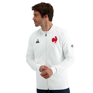 Le Coq Sportif Ffr Presentation 22/23 Full Zip Men's Sweatshirts White | 21HGZQOVX