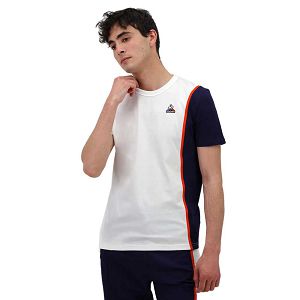 Le Coq Sportif Saison 1 N°1 Short Sleeve Round Neck Men's T-shirts White | 87NHZKXVI