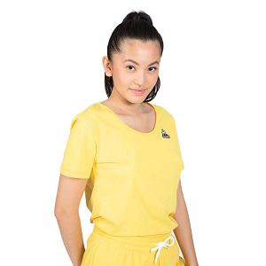 Le Coq Sportif Saison N°1 Short Sleeve Round Neck Women's T-shirts Yellow | 35RVIJXAG