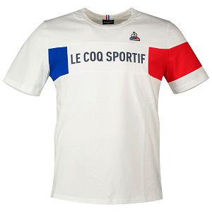 Le Coq Sportif Tri N°1 Short Sleeve Men's T-shirts White | 16RJBOYFX