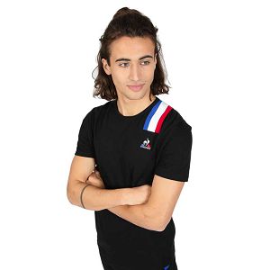 Le Coq Sportif Tri N°1 Short Sleeve Round Neck Men's T-shirts Black | 58WOHIALQ