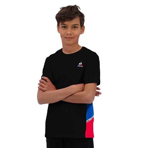 Le Coq Sportif Tri N°1 Short Sleeve Round Neck Kids' T-shirts Black | 83UKSBJCY